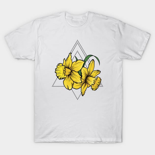 Daffodil Flora Dotted Triangle Diamond T-Shirt by RadicalChill